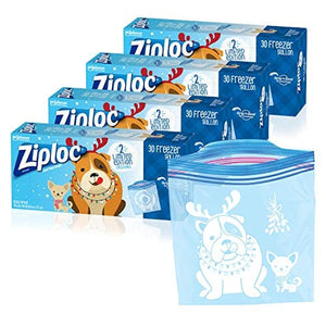 Ziploc Freezer Bags with New Grip 'n Seal Technology, Gallon, 120 Count, Holiday Designs