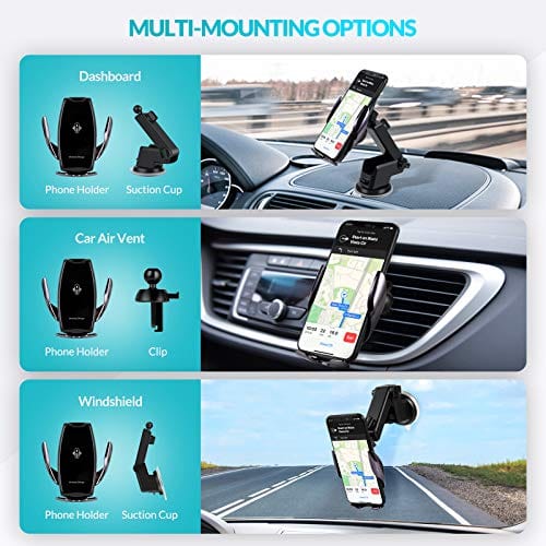 Car Phone Mount,Auto-Clamping Smart Sensor 10W Qi Fast Charging Car Front Windshield Dashboard Air Vent Phone Holder Compatible with iPhone12/12 pro max/Samsung S20/note 20 All 4.7-6.7 Inch Smartphone