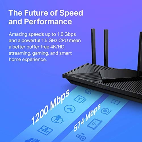 TP-Link WiFi 6 Router AX1800 Smart WiFi Router (Archer AX21) – Dual Band Gigabit Router, Works with Alexa - A Certified for Humans Device