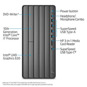 HP ENVY Desktop Computer, Intel Core i7-10700, 16 GB RAM, 1 TB Hard Drive & 512 GB SSD Storage, Windows 10 Pro (TE01-1022, 2020 Model)