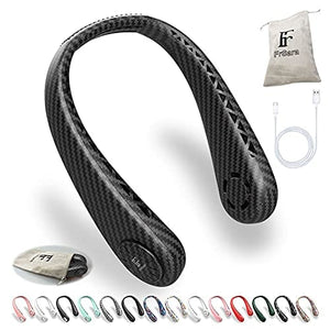 FrSara Neck Fan, Portable Fan Strong Wind, Adjustable, 360° Cooling, Super Quiet, No Blade Fan Design, No Hair Twisting, Even Air Volume On Both Sides, Non-Slip Material, Short Charging, Long Use Time