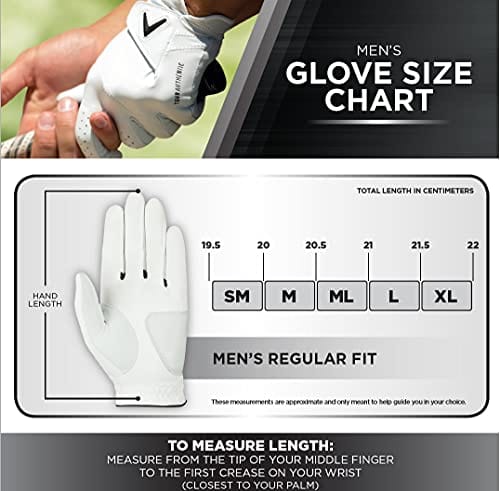 Callaway Golf Men's Weather Spann Premium Japanese Synthetic Golf Glove (X-Large, Single, White, Worn on Left Hand)