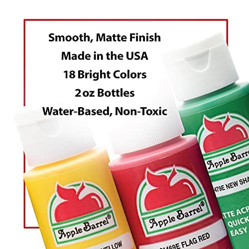 Apple Barrel PROMOABI 18pc Matte Finish Acrylic Craft Paint Set, 2 fl oz / 59 ml, Assorted Colors 1, 36