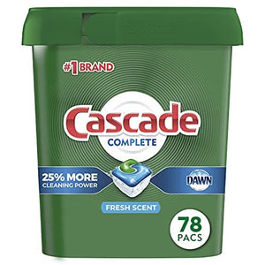 Cascade Complete Dishwasher-Pods, ActionPacs Dishwasher Detergent Tabs, Fresh Scent, 78 Count (Packaging May Vary)