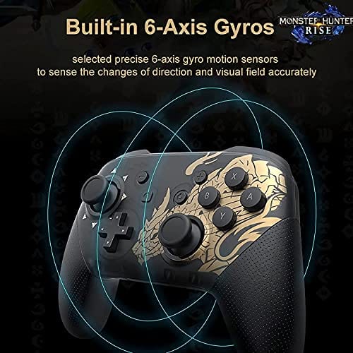 Switch Pro Controller, Enhanced Wireless Controller with Dual Vibration, Adjustable Turbo, Wake Up & Screenshot Function