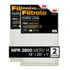 Filtrete 14x20x1, AC Furnace Air Filter, MPR 2800, Healthy Living Ultrafine Particle Reduction, 2-Pack (exact dimensions 13.781 x 19.781 x 0.84)