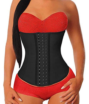 YIANNA Waist Trainer for Women Tummy Control Underbust 25 Steel Boned Sports Fitness Workout Hourglass Body Shaper, (Black, XS)