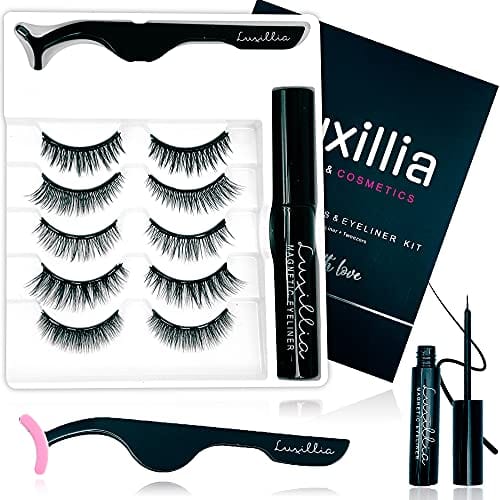 Luxillia by Amazon Magnetic Lashes with Eyeliner, Most Natural Looking Magnetic Eyelashes Kit with Applicator, Best 8D and 3D Look