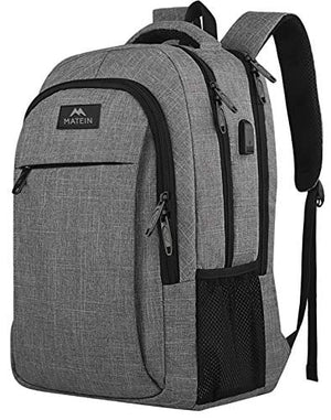 Matein Travel Laptop Backpack, Business Anti Theft Slim Durable Laptops Backpack with USB Charging Port, Water Resistant College School Computer Bag Gifts for Men & Women Fits 15.6 Inch Notebook, Grey