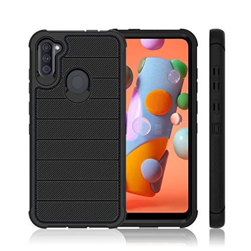 Probeetle Galaxy A11 Phone Case with HD Screen Protector Heavy Duty [3 Layer] Hybrid Shock Proof Protective Rugged Bumper PC and TPU Cover Case for Samsung Galaxy A11 Phone(Black/Black)
