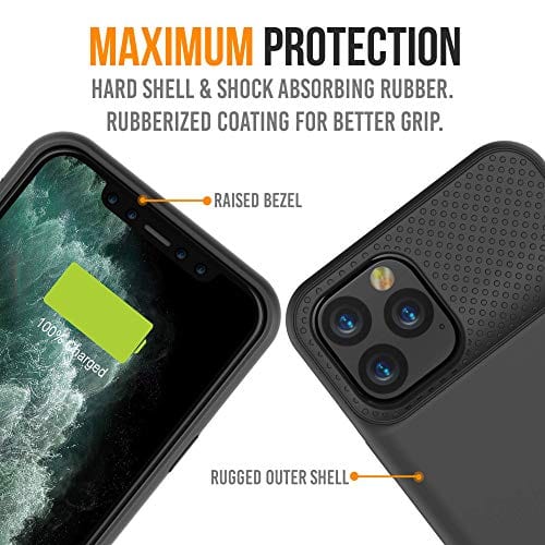 Battery Case for iPhone 12 Pro Max, 6000mAh Slim Portable Protective Extended Charger Cover with Wireless Charging