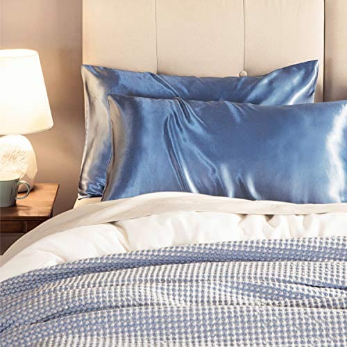 Bedsure Satin Pillowcases Standard Set of 2 - Airy Blue Pillow Cases for Hair and Skin 20x26 inches, Satin Pillow Covers 2 Pack with Envelope Closure