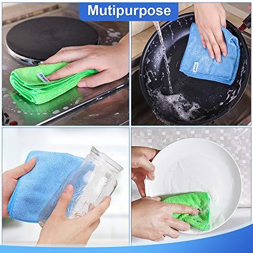 12Pcs Premium Microfiber Cleaning Cloth by ovwo - Highly Absorbent, Lint Free, Scratch Free, Reusable Cleaning Supplies - for Kitchen Towels, Dish Cloths, Dust Rag, Cleaning Rags in Household Cleaning