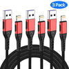 iPhone Charger, [Apple MFi Certified]3Pack 10FT USB A Cable for Long Charger Cable, Fast iPhone Charging Cord Compatible with with iPhone Xs Max/XS/XR/X/8/7/6S/6/Plus/SE/iPad(Red)
