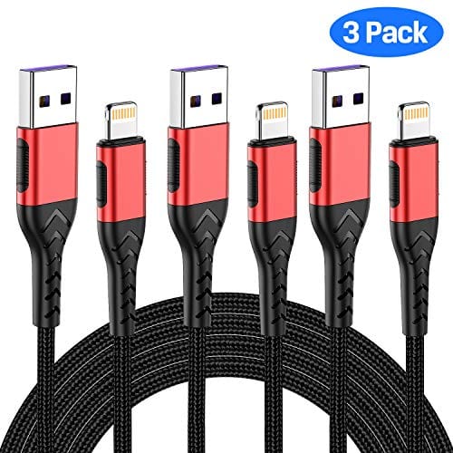 iPhone Charger, [Apple MFi Certified]3Pack 10FT USB A Cable for Long Charger Cable, Fast iPhone Charging Cord Compatible with with iPhone Xs Max/XS/XR/X/8/7/6S/6/Plus/SE/iPad(Red)