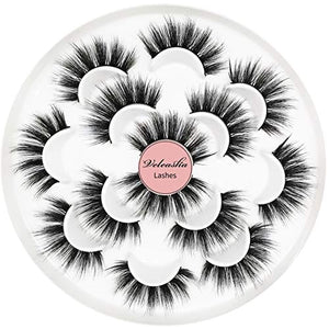 Veleasha 5D Faux Mink Lashes Handmade Luxurious Volume Fluffy Natural False Eyelashes 7 Pairs | Dubai