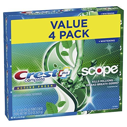 Crest Complete Active Fresh + Whitening Toothpaste, 5.5oz (Pack of 4)