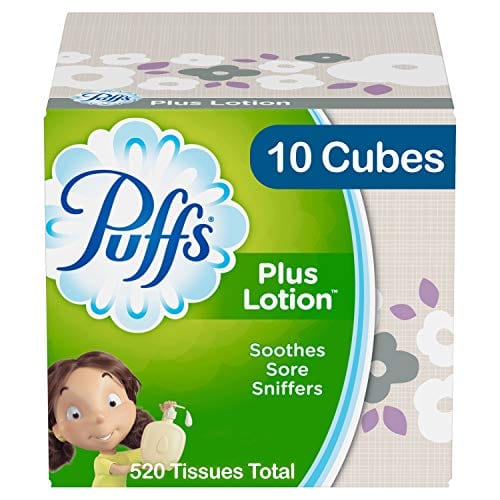 Puffs Plus Lotion Facial Tissues, 10 Cubes, 52 Tissues Per Box (520 Tissues Total)