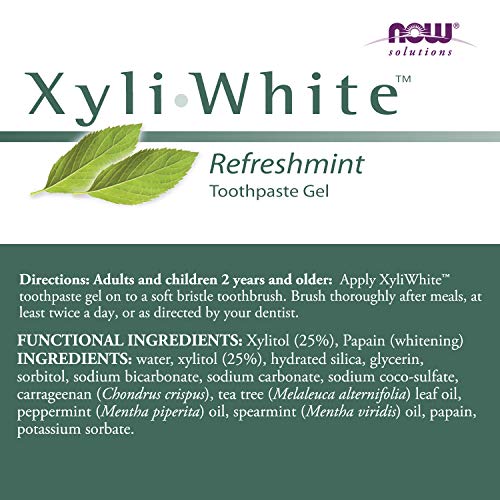 NOW Solutions, Xyliwhite™ Toothpaste Gel, Refreshmint, Cleanses and Whitens, Fresh Taste, 6.4-Ounce