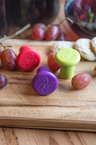 Outset B229 Silicone Wine Bottle Stoppers, Set of 4, Assorted