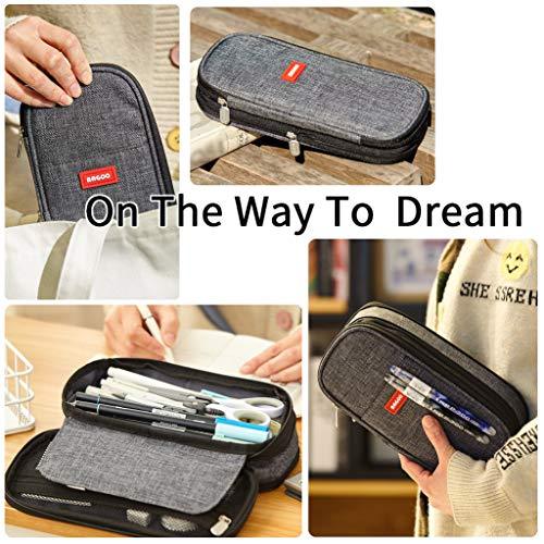 EASTHILL Big Capacity Pencil Pen Case Office College School Large Storage High Capacity Bag Pouch Holder Box Organizer Blue New Arrival(Black)