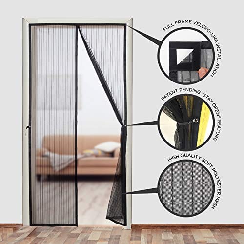 Magnetic Screen Door - Self Sealing, Heavy Duty, Hands Free Mesh Partition Keeps Bugs Out - Pet and Kid Friendly - Patent Pending Keep Open Feature - 38" x 83" - by Augo