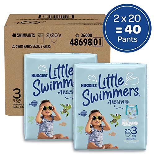 Huggies Little Swimmers Swim Diapers Disposable Swim Pants, Size 3 Small, 40 Ct