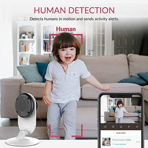 YI 1080p Smart Home Camera, Indoor IP Security Surveillance System with Night Vision, AI Human Detection, Activity Zone, Phone/PC App, Cloud Service - Works with Alexa