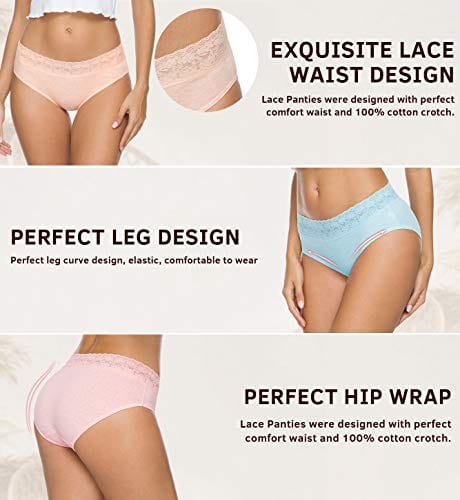 Cotton Underwear for Women, Lace Panties for Women, Cotton Panties For Women Pack(218M-Light)