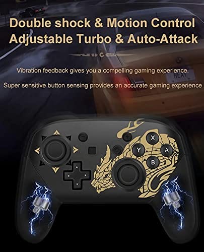Switch Pro Controller, Enhanced Wireless Controller with Dual Vibration, Adjustable Turbo, Wake Up & Screenshot Function