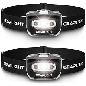 GearLight LED Headlamp Flashlight S500 [2 Pack] - Running, Camping, and Outdoor Headlight Headlamps - Head Lamp with Red Safety Light for Adults and Kids