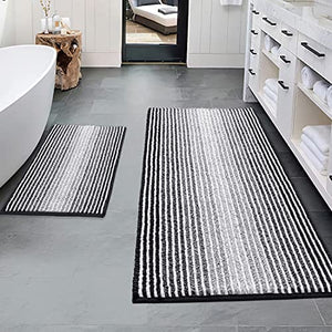 Bathroom Rugs and Mats Sets, 2 Piece Thick Absorbent Chenille Bath Mat Rug Set Non Slip, Soft Shaggy Bath Room Floor Mats for Bathroom, Machine Washable (20