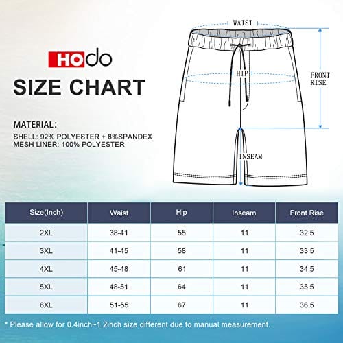HOdo Men's Big and Tall Swim Trunks (Extended Size 2XL-6XL)