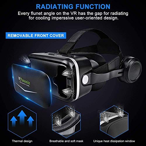 Pansonite VR Headset with Remote Control, 3D Glasses Virtual Reality Headset for VR Games & 3D Movies, Eye Care System