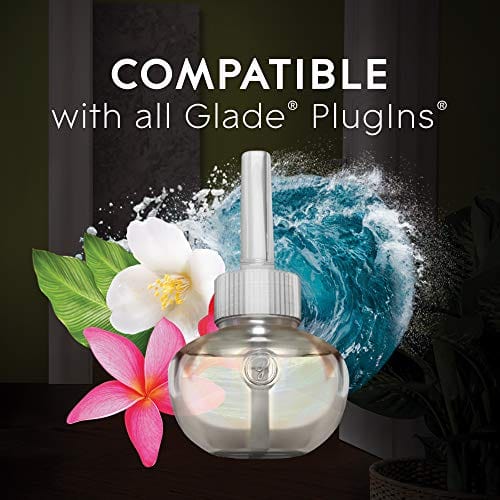 Glade PlugIn Plus Air Freshener Starter Kit, Scented Oil for Home and Bathroom, Aqua Waves, 2.01 Fl Oz, 1 Warmer + 3 Refills