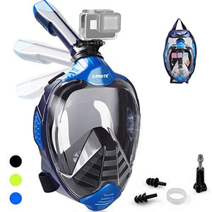 ZIPOUTE Snorkel Mask Full Face, Foldable Full Face Snorkel Mask with Detachable Camera Mount and Earplugs, 180 Panoramic Vie