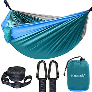 Double Hammock, Camping Hammock with 2 Tree Straps(16+2 Loops), Two Person Hammocks with 210T Parachute Nylon for Backpacking, Outdoor, Beach, Travel, Hiking, Garden, Lightweight Portable Hammock