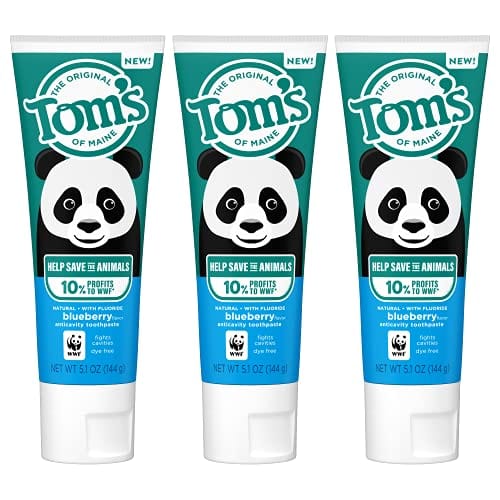 Tom's of Maine Help Save the Animals Children's Natural Fluoride Toothpaste, Blueberry, 5.1 oz. 3-pk