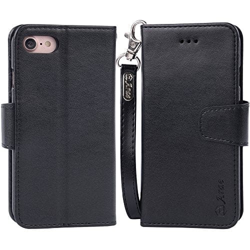 Arae Case for iPhone 7 / iPhone 8 / iPhone SE 2020, Premium PU Leather Wallet Case with Kickstand and Flip Cover for iPhone 7 / iPhone 8 / iPhone SE 2nd Generation 4.7 inch, Black