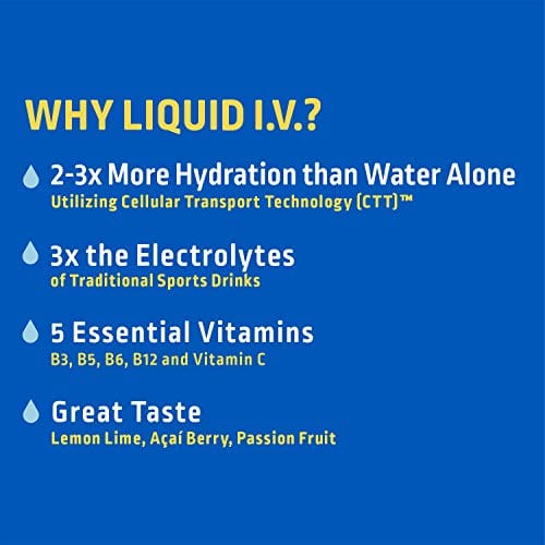 Liquid I.V. Hydration Multiplier - Lemon Lime - Hydration Powder Packets | Electrolyte Supplement Drink Mix | Low Sugar | Easy Open Single-Serving Stick | Non-GMO (Lemon Lime/8 Count)