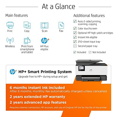 HP OfficeJet Pro 9015e Wireless Color All-in-One Printer with bonus 6 months Instant ink with HP+ (1G5L3A)