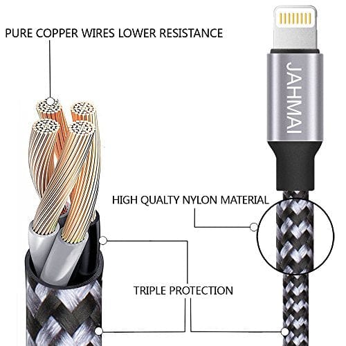 iPhone Charger, JAHMAI Nylon Braided Lightning Cable[Apple MFi Certified]3Pack 6ft Fast Charging High Speed Data Sync Phone Cord Compatible with iPhone 12 11 Pro Max XS MAX XR XS X 8 7 Plus SE iPad