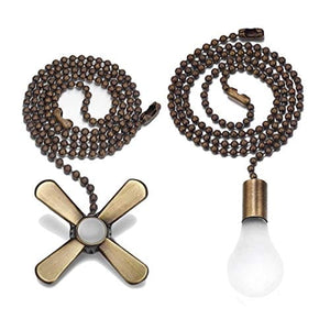 Bronze Light and Fan Cord Ceiling Pull Chain with 2pcs 12-inches Extension Chains