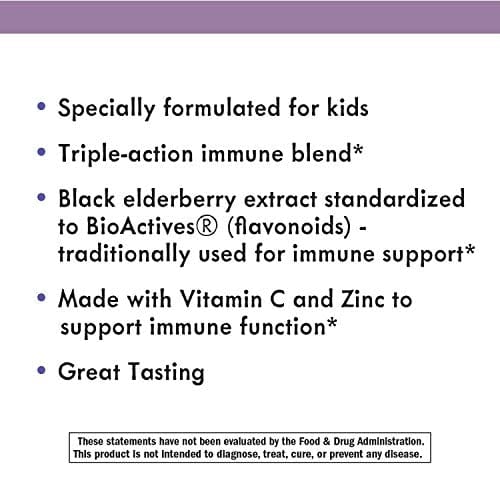 Nature's Way Sambucus Elderberry Kid's Gummies, Black Elderberry with Vitamin C and Zinc, 60 Count