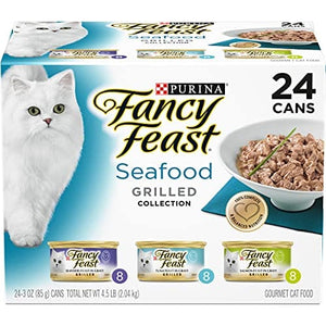 Purina Fancy Feast Grilled Seafood Wet Cat Food Variety Pack, Seafood Grilled Collection - (24) 3 oz. Cans