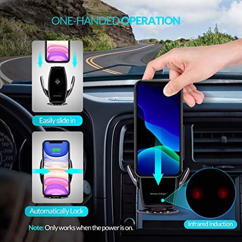 Car Phone Mount,Auto-Clamping Smart Sensor 10W Qi Fast Charging Car Front Windshield Dashboard Air Vent Phone Holder Compatible with iPhone12/12 pro max/Samsung S20/note 20 All 4.7-6.7 Inch Smartphone