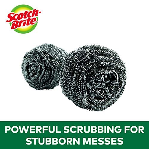 Scotch-Brite Stainless Steel Scrubbers, Ideal for Uncoated Cookware, 48 Scrubbers