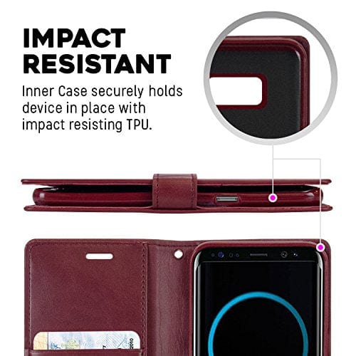 Goospery Blue Moon Wallet for Samsung Galaxy S8 Plus Case (2017) Leather Stand Flip Cover (Wine) S8P-BLM-WNE