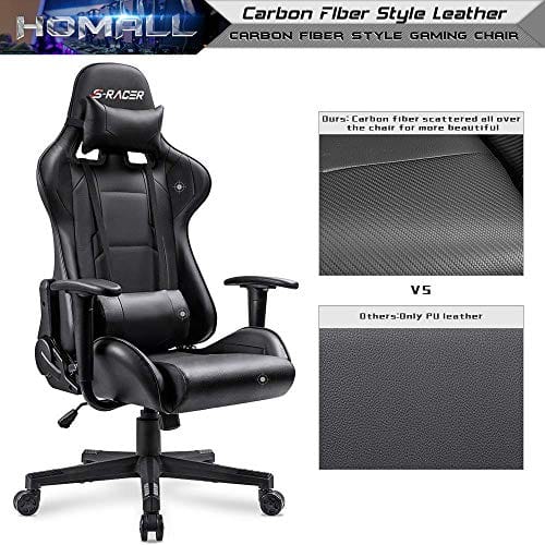 Homall Gaming Chair Office Chair High Back Computer Chair PU Leather Desk Chair PC Racing Executive Ergonomic Adjustable Swivel Task Chair