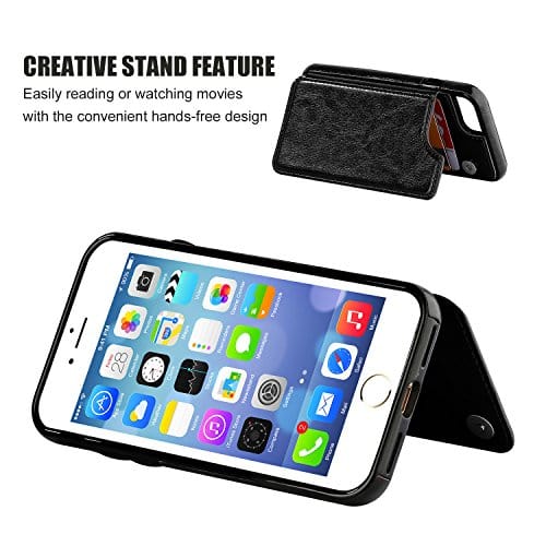 iPhone 8 Wallet Case with Card Holder,OT ONETOP iPhone 7 Case iPhone SE(2020) Wallet Premium PU Leather Kickstand Card Slots,Double Magnetic Clasp and Durable Shockproof Cover 4.7 Inch(Black)